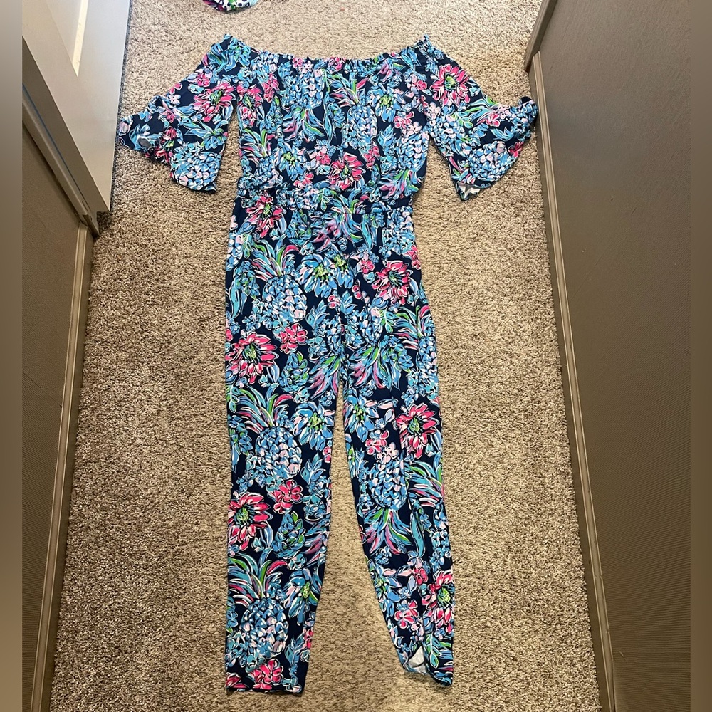 Lilly Pulitzer Blue and Pink Floral Jumpsuit